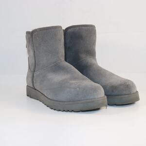 UGG Classic Mini II Boots – Gray Suede Shearling Lined – Women’s Size